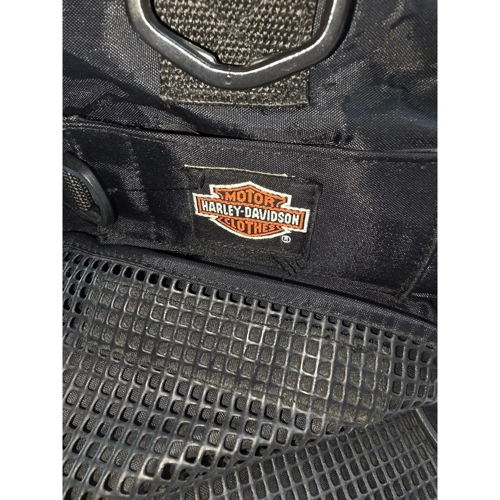 VTG Harley-Davidson Black Duffel Bag Embroidered Logo Motorcycle Travel‎ Pockets